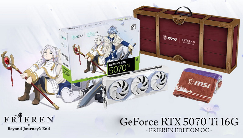 Az MSI bemutatta a GeForce RTX 5070 Ti-t „decke” (szőnyeg) csomagban és más Frieren sorozatú modelleket, mint például a Beyond Journey’s End, amely a híres anime alapján készült.
