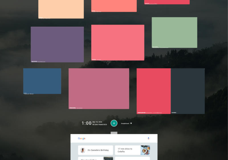 A böngészőben beágyazva van a korábban ígéretes Google Fuchsia OS felülete.