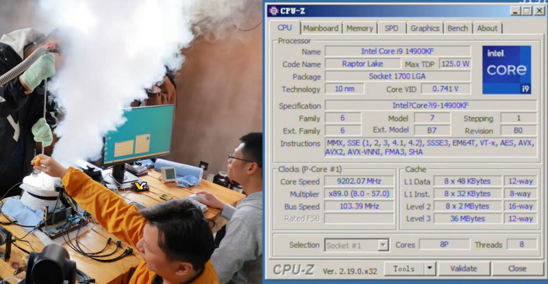 Az Intel Core i9‑14900KF sebességét 9206,34 MHz-re növelték – új világrekord.