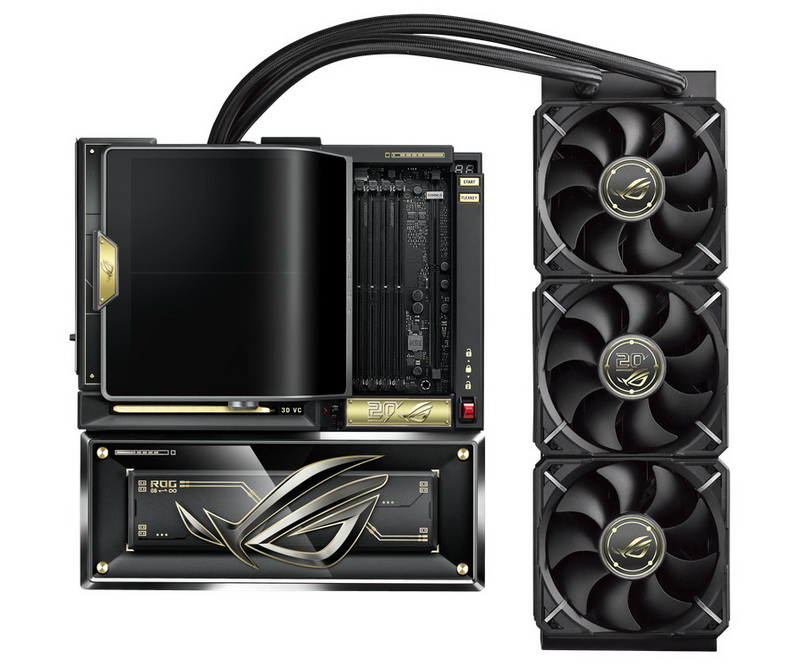 Az Asus a prémium ROG Crosshair X870E Edition alaplapba integrálta a 20‑gigás OLED kijelzőt és a 360 mm-es SJO-t.